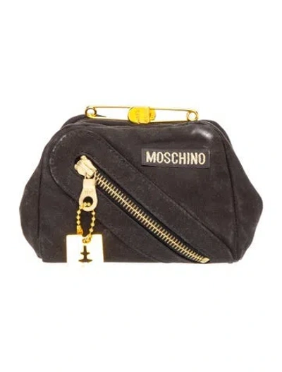 Pre-owned Moschino Canvas Clutch In Black