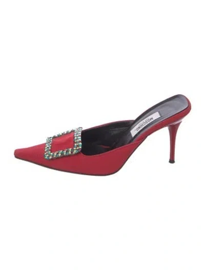 Pre-owned Moschino Canvas Mules In Red