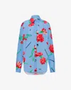 Moschino Canvas Shirt Allover Carnation Print In Multi