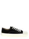 Moschino Stitched Canvas Low-top Sneakers With Rubber Sole In Black