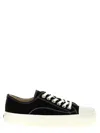 Moschino Stitched Canvas Low-top Sneakers With Rubber Sole In Black