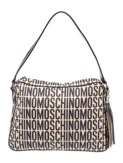 Pre-owned Moschino Canvas Top Handle Bag In Blue/neutrals
