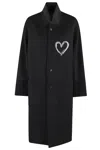 Moschino Couture Wool Blend Diagonal Coat In Fantasia Nero