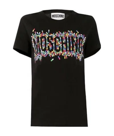 Moschino Capsule Logo Printed T-shirt In Black