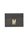 Moschino Card Holder With Gold Plaque In Black