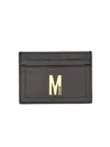 Moschino Card Holder With Gold Plaque In Black