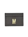 Moschino Card Holder With Gold Plaque In Black