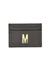 Moschino Card Holder With Gold Plaque In Black