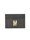 MOSCHINO CARD HOLDER WITH GOLD PLAQUE