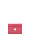 Moschino Card Holder With Gold Plaque In Dark Red