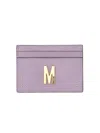 Moschino Card Holder With Gold Plaque In Lilac