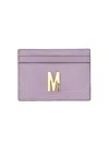 Moschino Card Holder With Gold Plaque In Lilac