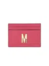 Moschino Women Card Holder With Gold Plaque In Red