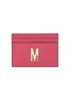 Moschino Women Card Holder With Gold Plaque In Red