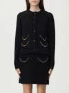 Moschino Chain Cardigan With Laced Hem In Multi