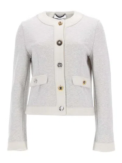 Moschino Button-front Cotton Cardigan In Gray