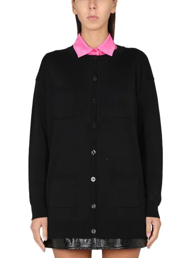 Moschino Cardigan With Logo In Black