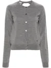 Moschino Open Back Buttoned Knit Cardigan In Grey