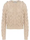 Moschino Ruffled Wool Blend Cardigan In Nude & Neutrals
