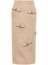 Moschino Military Twist Midi Skirt In Brown