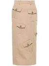 Moschino Military Twist Midi Skirt In Nude & Neutrals