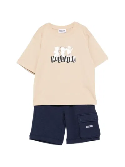 Moschino Kids' Cargo-pocket Shorts Set In Neutral