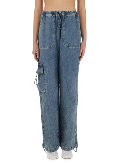 Moschino Cargo Wide Leg Jeans In Blue