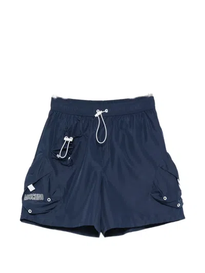 Moschino Logo-print Drawstring Swim Shorts In Blue