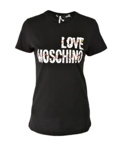 Moschino Cartoon Letter Logo T-shirt In Black