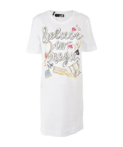 Moschino Cartoon Letter Pattern Dress In White