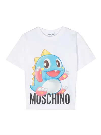 Moschino Kids' Cartoon-print Cotton T-shirt In White