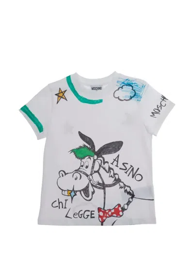 Moschino Kids' Cartoon Print T-shirt In White