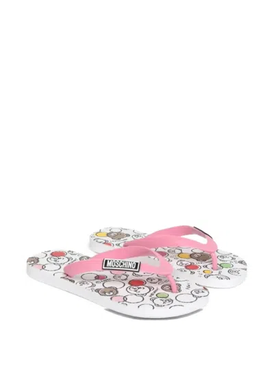 Moschino Kids' Cartoon-pattern Flip Flops In Pink