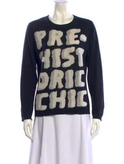 Pre-owned Moschino Cashmere Graphic Print Sweater In Blue
