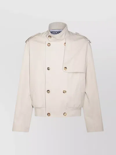 Moschino Casual Jacket With Button Detailing And Double-breasted Design In Beige