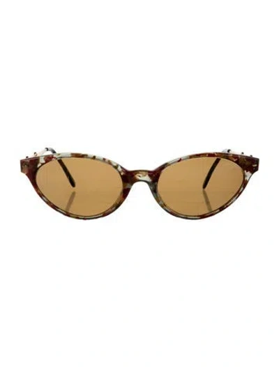 Pre-owned Moschino Cat-eye Tinted Sunglasses In Gold