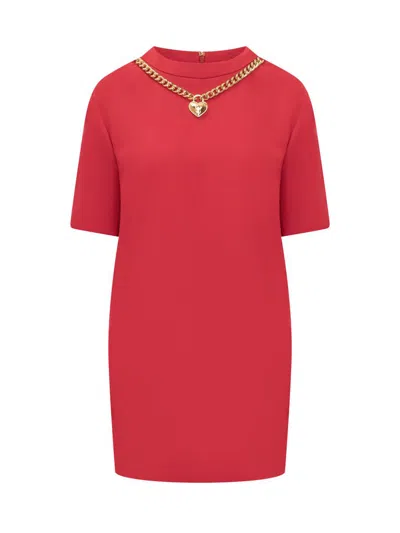 Moschino Chain And Heart Dress In Red