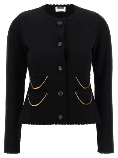 Moschino Chain Cardigan In Black