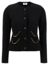 Moschino Chain Cardigan With Laced Hem In Black