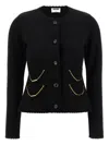 Moschino Chain Cardigan With Laced Hem In Black