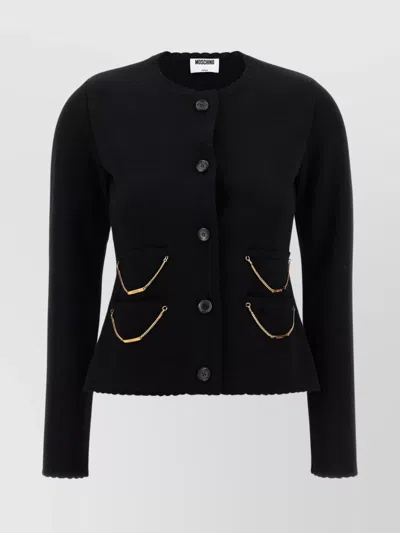 MOSCHINO CHAIN DETAIL KNIT CARDIGAN