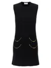 Moschino Zipper Pocket Scalloped Sleeveless Dress