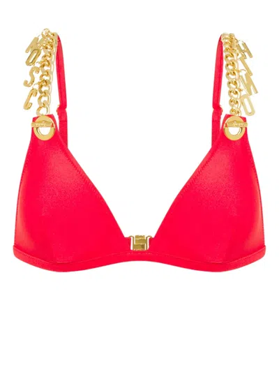 Moschino Chain-link Bikini Top In Red
