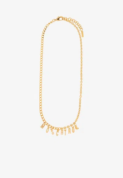 Moschino Chain Link Logo Necklace In Gold