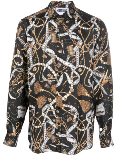 MOSCHINO CHAIN-LINK PRINT SILK SHIRT