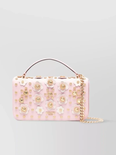 Moschino Chain-link Shoulder Strap Clutch Bag In Pink