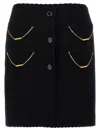 Moschino Skirt With Chain Embellishments And Scalloped Edges In Black