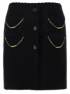 Moschino Skirt With Chain Embellishments And Scalloped Edges In Black