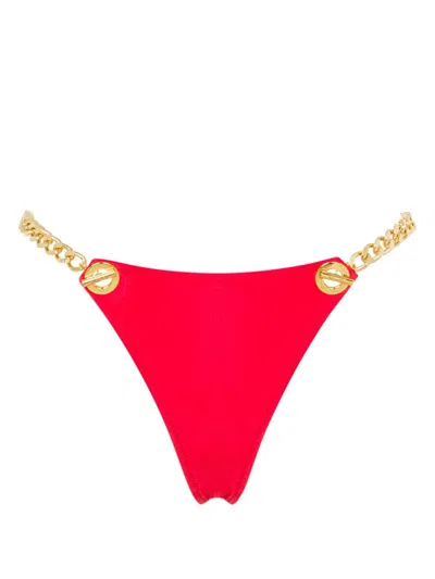 Moschino Chain Strap Bikini Bottom In Red