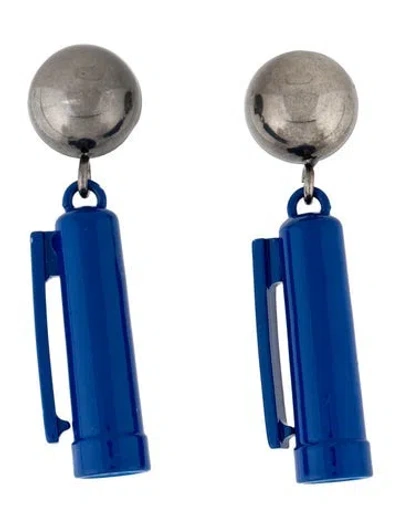 Pre-owned Moschino Charm Drop Earrings In Blue
